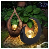 GLOBO Solarlampe Gartendeko Skulptur LED Mondsichel Solarleuchte Garten, Glaskugel Crackle, 2er Set