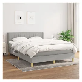 vidaXL Boxspringbett mit Matratze Hellgrau 140x200 cm Stoff