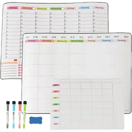 Relaxdays Wochenplaner 3er Set Blau/Grün/Weiß