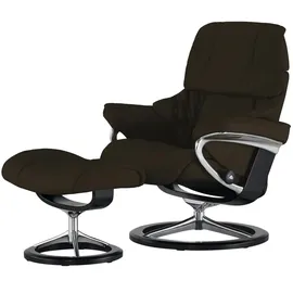 Stressless Relaxsessel Reno Leder 92 x 110 x 80 cm Braun mit Hocker