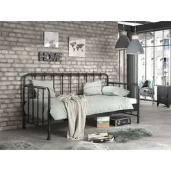 Jugendbett VIPACK "Bronxx", schwarz, B:96,5cm H:110cm L:206cm, Betten, Kinderbett Jugendbett, Metallbett