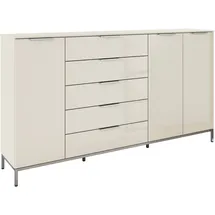 Rauch Kombikommode RAUCH "Kommode Türkommode Sideboard Kombikommode FLIPP mit Glasfront", beige (beige, glas beige (champagner)), B:200cm H:111cm T:42cm, Holzwerkstoff, Sideboards, Kombikommode, 3-türig mit 5 Schubladen und Soft-Close-Funktion sowie Glasfront