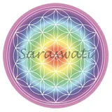 Saraswati Aufkleber Set"Blume des Lebens" bunt 2 x 4,5 cm/1 x 9 cm