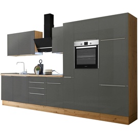 Respekta Küche Küchenzeile Küchenblock Marleen Premium 370 cm Grau Artisan Eiche Respekta