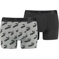 Puma Logo All-Over-Print Boxershorts dark grey melange/black L 2er Pack