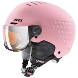 Uvex rocket jr visor pink confetti mat) - Skihelm für Kinder - mit Visier - individuelle Größenanpassung - matt - 54-58 cm