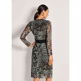 Madeleine Etuikleid Animal-Print Beige/Schwarz 48