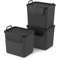 Rotho Jive Rotho Recycling Müllsystem anthrazit 3er-Set Mülltrennsystem 30l