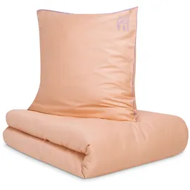 Bugatti Bettwäsche 155x220 cm - 100% Baumwolle, Reißverschluss, anschmiegsam, weich & waschbar, Satinbettwäsche orange Flieder einfarbig