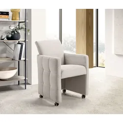 Esszimmersessel EXXPO - SOFA FASHION "Barista, Loungesessel auf Rollen mit hoher Bodenfreiheit", beige, B:64cm H:90cm T:72cm, Sessel