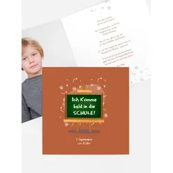 Einladungskarten Einschulung selbst gestalten mit Spruch und Fotos im Onlinedesigner bei Meine-Kartenmanufaktur.de