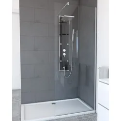 Walk-in-Dusche MARWELL "PLANO", silber (silberfarben), H:200cm T:80cm, Duschwände, verchromte Aluminiumprofile