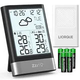 LIORQUE Wetterstation Funk mit Außensensor Digital Thermometer Hygrometer Inn...