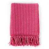 vidaXL Überwurf Baumwolle Kariert 160x210 Cm Rosa