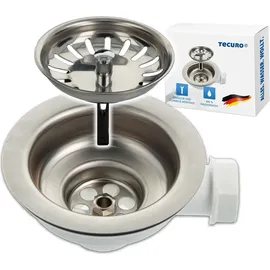 tecuro Siphon Siebkorbventil Ø 114 mm (3 1/2 Zoll) x Abgang seitlich 1 Zoll (Ø 25 mm)