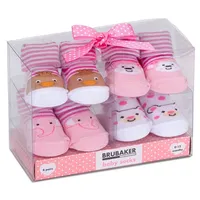 Brubaker 4 Paar Babysocken Mädchen 0-12 Monate - Tiere