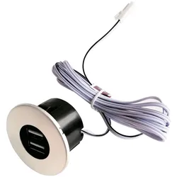 Einbau USB-Hub, Edelstahl, Steckdose für Smartphone, Tablet, E-Reader Möbeleinbau 12V