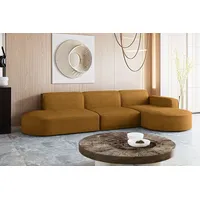 Kaiser Möbel Ecksofa Designer, Sofa L form MODENA stoff Poso Senffarbe Rechts - Gelb