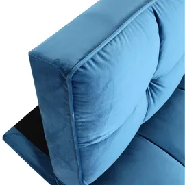 Mendler Sofa HWC-K21, Klappsofa Couch Schlafsofa, Nosagfederung Schlaffunktion Liegefläche 181x107cm ~ Samt, blau