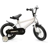 14 Zoll Kinderfahrrad Jungen & Mädchen Kinderfahrräder Kid Balance Stabilisatoren Stahl Anti-Rutsch Hilfsrad mit Stützräder Weiß - Weiß