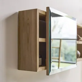 Tikamoon Badspiegel Spiegel mit Ablagefläche Badezimmer Teak unbehandelt neu