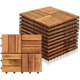 Clanmacy Holzfliesen Terrassenfliesen Akazien Holz Klickfliesen 30x30cm 11 Stück = 1m2 braun