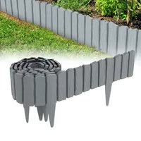 QEENTOE 4.8m Rasenkante Kunststoff Beetumrandung mit Holzoptik & 10 cm Erdspießen - Mähkante für Garten, Beeteinfassung Palisade im Holzdesign Grau