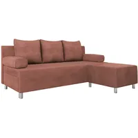 Mirjan24 Schlafsofa, Rosa, Textil, 3-Sitzer, L-Form,Rechteckig, 192x80 cm, Wohnzimmer, Sofas & Couches, Wohnlandschaften, Ecksofas