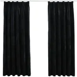 vidaXL Verdunkelungsvorhänge mit Haken 2 Stk. Samt Schwarz 140x175 cm