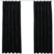 vidaXL Verdunkelungsvorhänge mit Haken 2 Stk. Samt Schwarz 140x175 cm