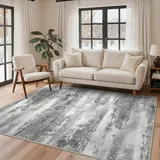 BEIMO Waschbarer Teppich Wohnzimmer, Abstrakt Design Teppich Schlafzimmer Kurzflor, Groß Teppiche rutschfest Weiche für Badezimmer Esszimmer Flur, 160X230CM, Grau Farbverlauf