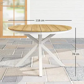 Outsunny Gartentisch Ø 118 x 74 cm Teak/beige