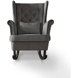 beautysofa SCHAUKELSTUHL Fabio grau mit Wenge Beinen