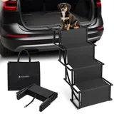 Auto-Hundetreppe mit 4 Stufen, schwarzer Farbe, opklappbar - Schwarz