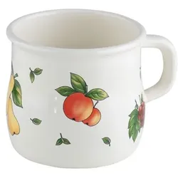 Riess Emaille Becher Tasse Topf mit Bördel Ø 8 cm, 3/8 l Fruit Garden
