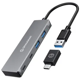GRAUGEAR G-HUB2A2C-AC USB-Hub 4 Port USB-A, USB-C® USB 3.0 5 GBit/s Silber G-HUB2A2C-AC
