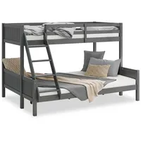 Homestyle4u Etagenbett 90 x 200 cm Kiefer massiv grau