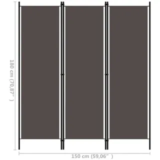 vidaXL 3-tlg. Raumteiler Anthrazit 150x180 cm