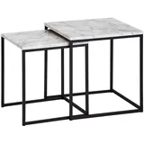 KADIMA DESIGN Beistelltisch Set – 2-teilig Marmoroptik Weiß Metall Schwarz modern
