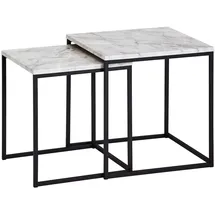 KADIMA DESIGN Beistelltisch Set – 2-teilig Marmoroptik Weiß Metall Schwarz modern