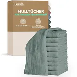 Laleni Spucktücher Baby im 10er Set aus Reiner Baumwolle - schadstofffreie Mulltücher weich 70x70 - saugstarke Mussellintücher Baby - Musselin Tuch als Mullwindel waschbare Mulltücher - Grün