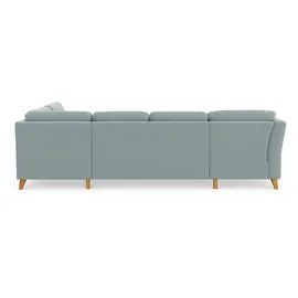 Home Affaire Wohnlandschaft HOME AFFAIRE "Trelleborg U-Form", blau (aqua), B:307cm H:86cm T:213cm, 100% Polyester, Sofas, Wohnlandschaft, Federkern-Polsterung, wahlweise mit Bettfunktion und Stauraum