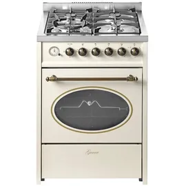 Gurari GCH G 614 CR Gas Standherd 60 cm Gas Kochfeld Gasgriil,Drehspieß Creme