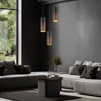 GLOBO Hängeleuchte CROCKY (DH 34x150 cm - schwarz gold 3-Flammig