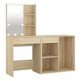 vidaXL LED-Schminktisch mit Schrank Sonoma-Eiche Holzwerkstoff