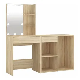 vidaXL LED-Schminktisch mit Schrank Sonoma-Eiche Holzwerkstoff