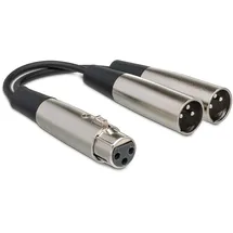 Hosa YXM-121, Y Cable, XLR3F to Dual XLR3M, 6 in