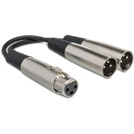 Hosa YXM-121, Y Cable, XLR3F to Dual XLR3M, 6 in