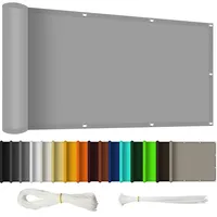 Balkon Sichtschutz 90 x 360 cm Windschutz Sonnenschutz Sichtschutz Balkongeländer mit Ösen Kabelbinder Und Kordel Zaunblende für Garten Balkon Terrasse, Hellgrau