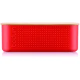 Bodum 11740-04 Bistro Brotdose, klein, Deckel aus Bambus, 19 cm x 29 cm x 11 cm, Rot